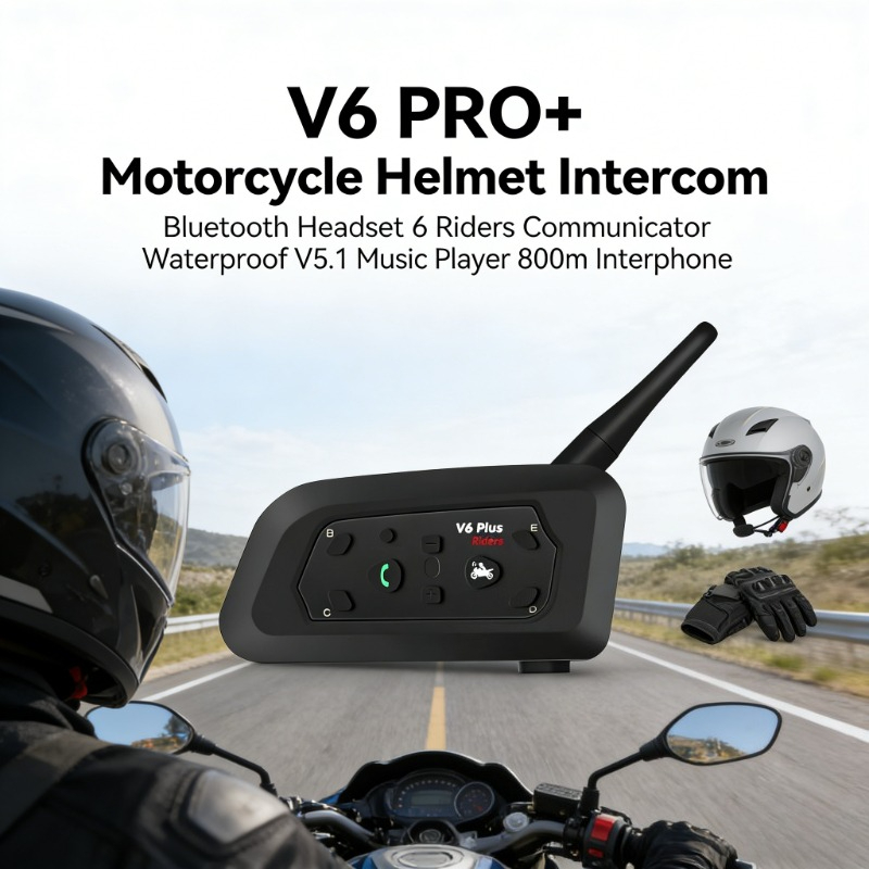 2026 NEW V6 PRO+ BT5.1 6 Rider - Intercom Headset Helmet recension och pris