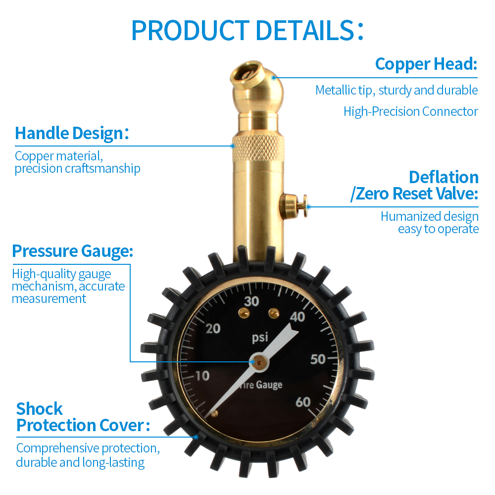 0-60PSI High Accuracy Tire Pre - Tyre Pressure Gauge recension och pris