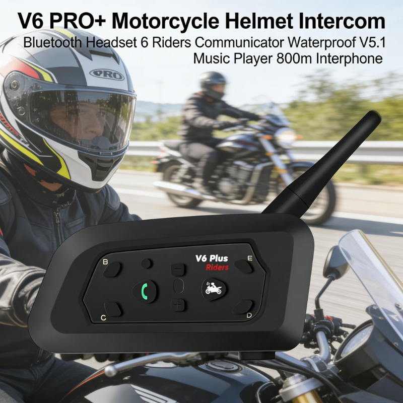 V6 PRO+ Waterproof BT5.1 Motor - Intercom Headset Helmet recension och pris