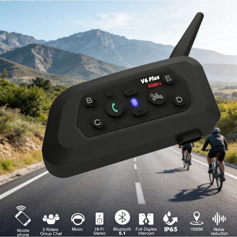 V6 PRO+ 6 Riders Waterproof Mo - Intercom Headset Helmet recension och pris